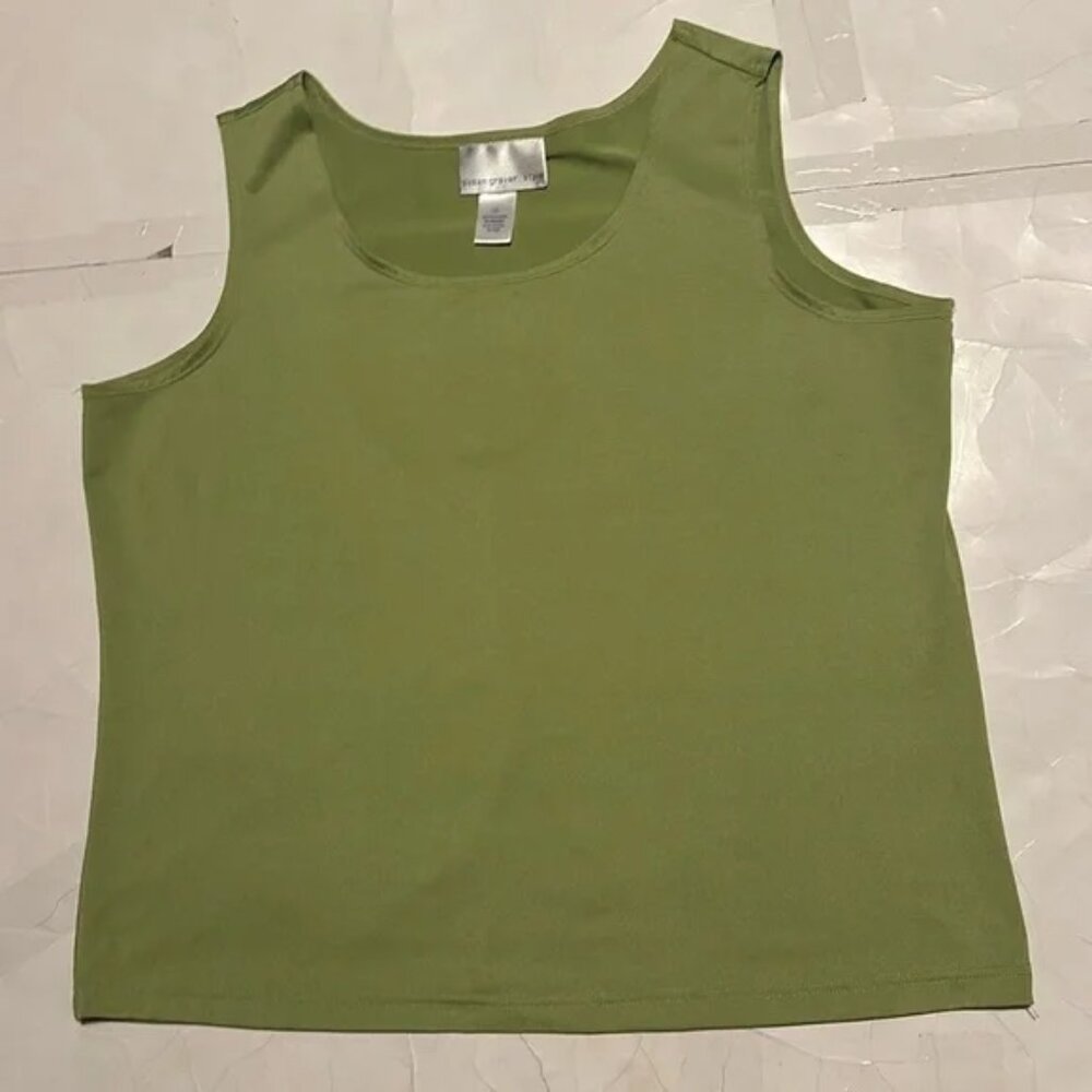 Susan Graver Green Tank Top Plain Breathable 1X NWOT Summer